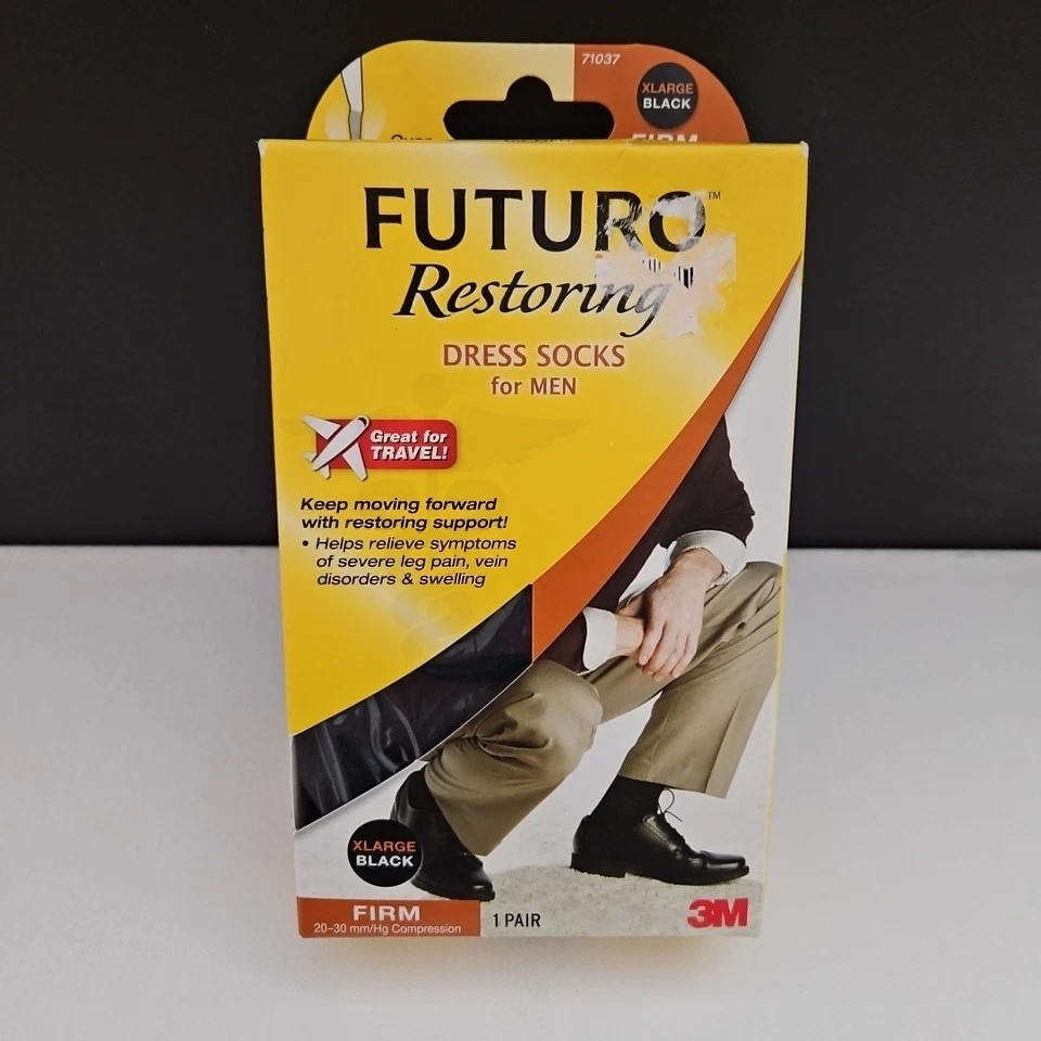 3m FUTURO Restoring Men's Dress Socks Firm XLarge Black 1 Pair