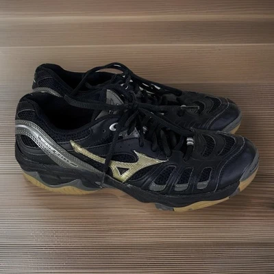 Mizuno Wave Rally Shoes Womens Size 10 Volleyball Indoor Soccer Black Gold - Image 1 of 4