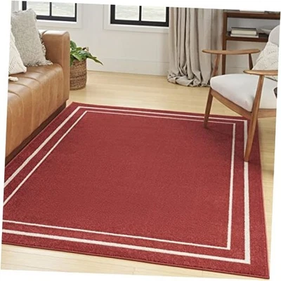  Home Essentials Indoor/Outdoor Solid Bordered Brick/Ivory 5' x 7' Area Rug,  - Image 1 of 4