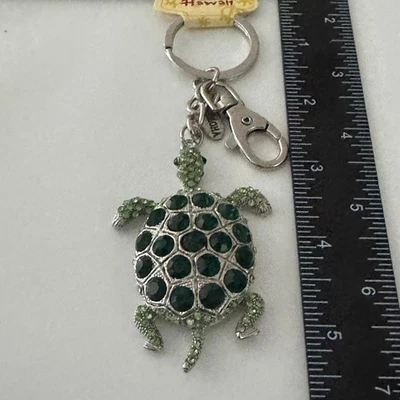 Brillante Tortuga Verde Aloha Hawaii Llavero Dije Bolso Accesorio Estrás Regalo Foto 1 de 4