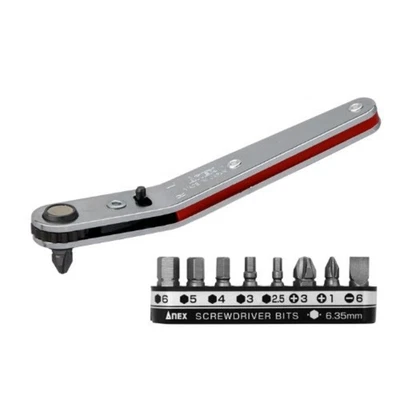 ANEX Offset Ratchet Drivers Bits 9pcs No.429 Vent-up head type Japan F/S w/Track - Image 1 of 4