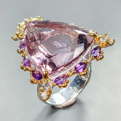 Anillo de ametrino natural de 36 quilates con piedras preciosas de plata de ley 925 talla 7/R447054 Foto 1 de 4