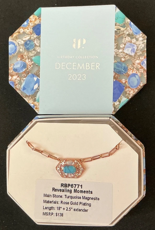 Bomb Party Necklace “Revealing Moments” RBP6771 Turquoise Magnesite RG Dec 2023 - Image 1 of 1