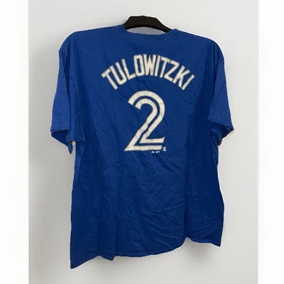 Majestic Toronto Blue Jays Troy Tulowitzki #2 T 恤(蓝色,XL 码) — 第 1/3 张图片