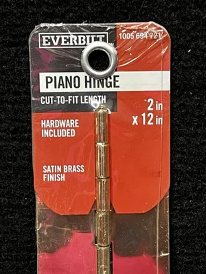 3 bisagras de piano Everbilt acabado latón satinado 2" x 12" radio cuadrado continuo Foto 1 de 4