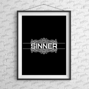 Sinner Art Print - Tattoo, Office, Alt, Alternative, illustration, Cute, retro, - Picture 1 of 3