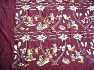 Vintage Tropical Disney Mickey Minnie Donald Goofy Cotton Tablecloth Bedspread - Picture 1 of 9