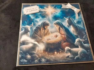 New Handmade Nativity Themed Christmas Card Size 8" X 8: - Picture 1 of 5