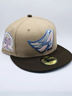 Hat Club Exclusive Anaheim Angels 59FIFTY Fitted Hat Camel Brown ICY UV Sz 7 1/4 - Image 1 of 4