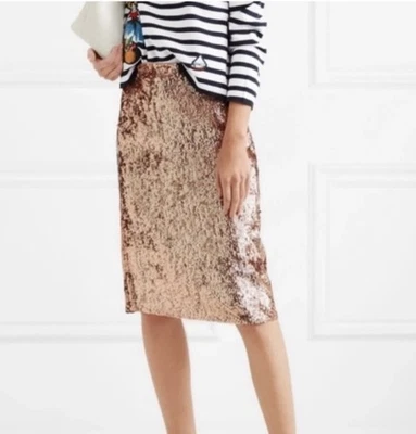 Falda Lápiz Lentejuelas Oro Rosa J.Crew - Talla 4 - Preppy Glam Cóctel Brillo Foto 1 de 4