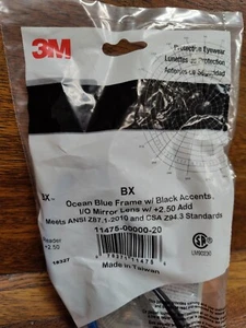 3M BX +2.5 Reader Protective Eyewear BL Frame/BK Accent 11475-00000-20 ANSI ✅ - Picture 1 of 6