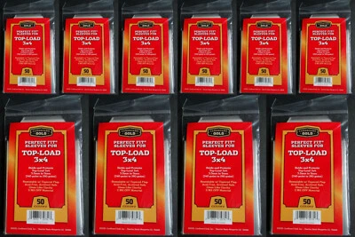 500 Cardboard Gold Perfect Fit Sleeves for Top-Load 3x4 from 140-190 Pt Bag