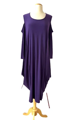 Vestido lápiz LAST TANGO talla L jersey elástico hombro frío púrpura Lagenlook Foto 1 de 4