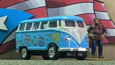 KINSMART 1962 VW VOLKSWAGEN BUS SAMBA [BLUE / WHITE] LOOSE 1:64 SCALE - Image 1 of 4