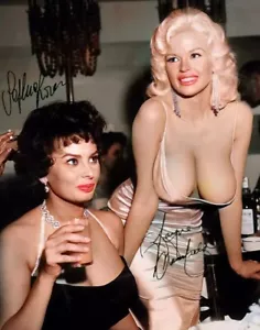 Sophia Loren Jayne Mansfield Movie Actress Autograph Signed Photo Print A5 - Imagen 1 de 1