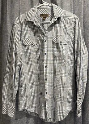 Рубашка на пуговицах мужская Blue Pronto Uomo средняя серая клетчатая с длинным рукавом 100% хлопок - Изображение 1 из 4