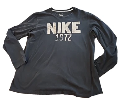 NIKE 1972 Shirt Mens XXL Spell Out Block Letter Classic Long Sleeves Black Crew - Image 1 of 4