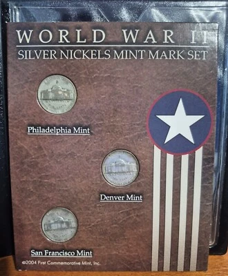 World War II  Silver Nickels Mint Mark Set First Commemorative Mint, Inc - Image 1 of 4