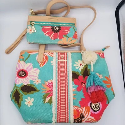 Spartina 449 Broughton Boho Freeport Linen Floral Tote And Wallet Bag Purse - Image 1 of 4
