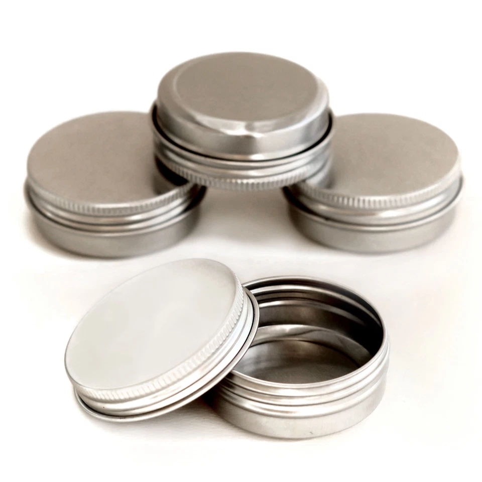 50 x 30ml screw lid Aluminium Cosmetic Pots Lip Balm Jars candle Tin Empty jka50 - Image 1 of 1