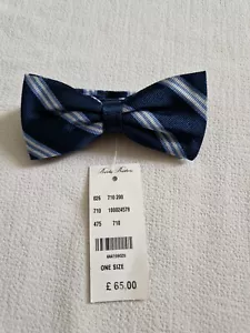 Brooks Brothers Blue Stripe Ready Tied Bow Adjustable Strap 100% Silk Formal - Picture 1 of 8