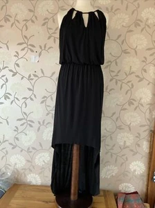 OASIS size L Black maxi evening Party Dress High Low Hem New+tag Stretch fabric - Picture 1 of 7