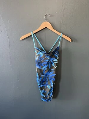 Traje de baño vintage Nike para mujer azul floral de una pieza talla 10 etiqueta blanca Foto 1 de 3