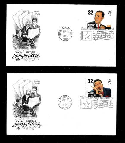 1996 American Songwriters FDC Artmaster Unaddressed Sc 3100 - 3103 Cover