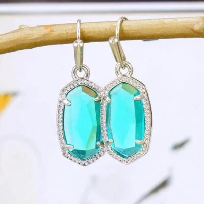 Pendientes colgantes pequeños azules Kendra Scott Lee London tono plata nuevos sin etiquetas Foto 1 de 4
