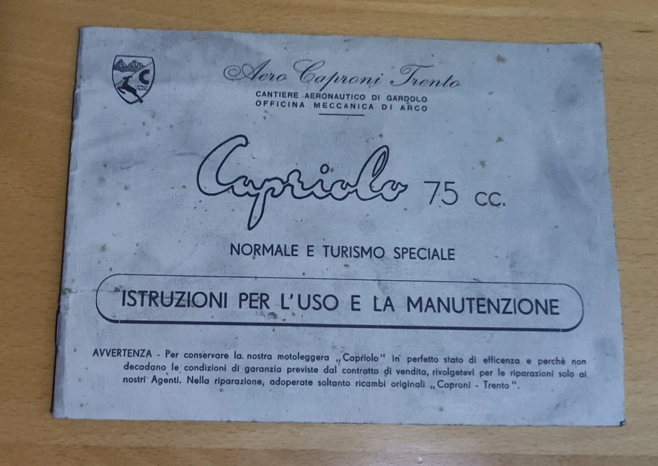 Capriolo 75 Libretto uso e manutenzione Originale  - Immagine 1 di 3