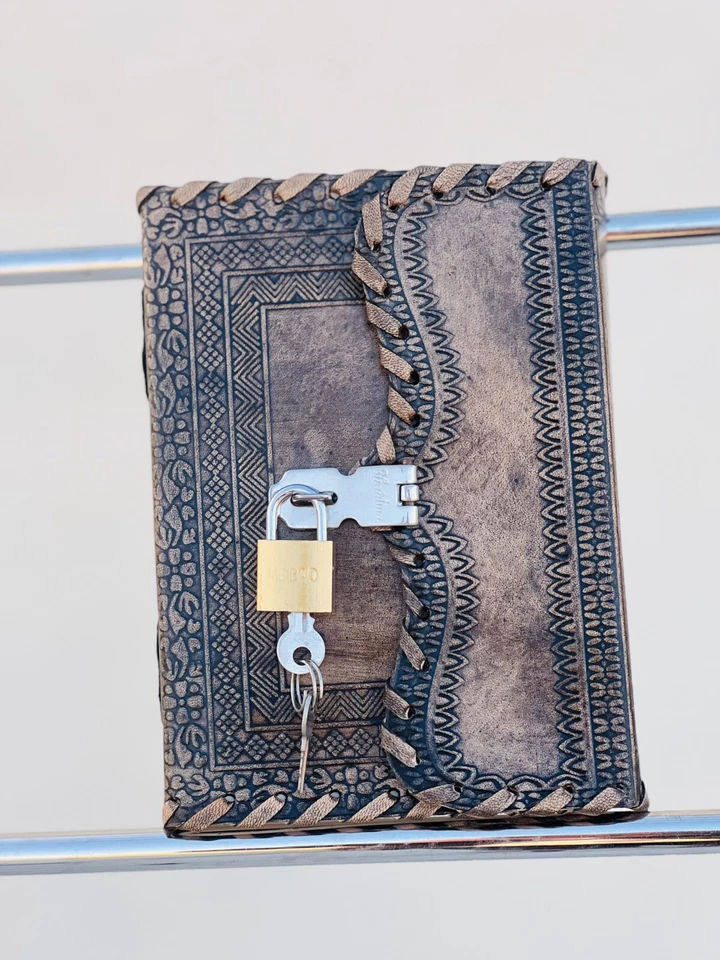 Leather Diary Journal with Lock Notepad Writing Book with Lock & Key Handmade - Image 1 of 4