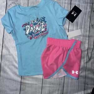 Under Armour Toddler Girls Dance Outfit Set Pink Blue New - Picture 1 of 1