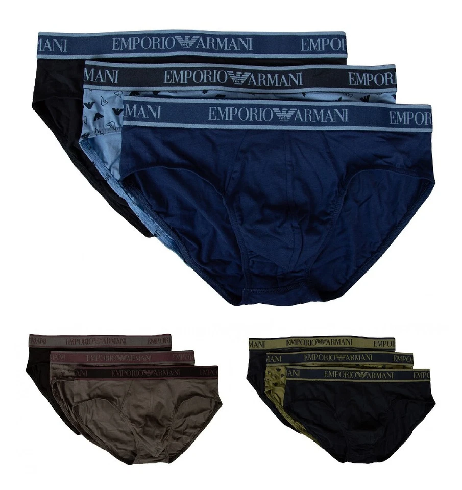 EMPORIO ARMANI Hombre Calzoncillos Pack de 3 Ropa Interior Elástica Algodón Ropa Interior Artículo 1 Foto 1 de 1