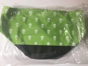 Nuovo! Halloween Tote Cestino Rotondo Resistente e Facile da Pulire Teschi Verde Neon - Foto 1 di 4