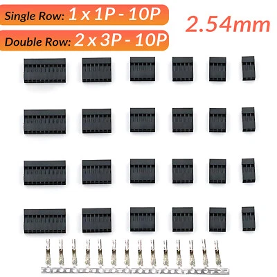 COOBETTER DuPont 2.54mm Connector Plug Housing Single / Double Row 1-10Pin 2×3-10Pin Shell