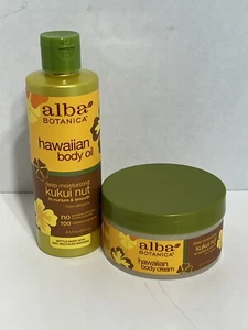 NEW Alba Botanica Hawaiian Body CREAM 6.5oz AND Body OIL 8.5oz- Kukui Nut - Picture 1 of 5