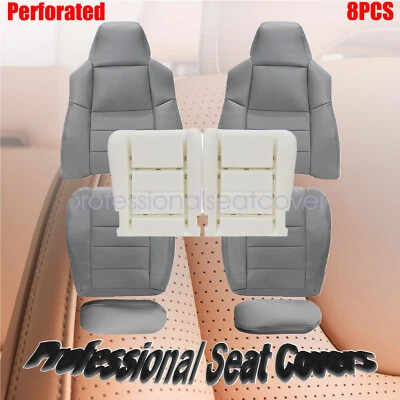 8 x For 2002-07 Ford F250 Front Bottom & Top AC LEATHER Seat Cover & Foam Pad Foto 1 de 4