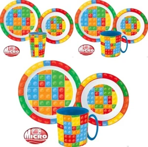 Bricks Gray Children's Dishes Set 3 PC Breakfast Set Geschirrset Microwave - Picture 1 of 3