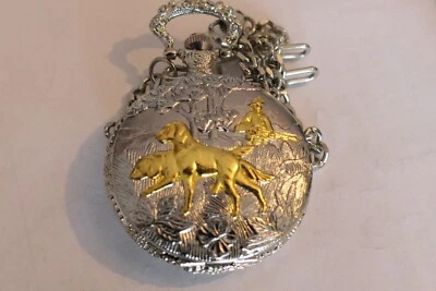 Großvater Schätze aus dem Erbe: silberne Taschenuhr von Mavelli, Jagdmotiv - Bild 1 von 4