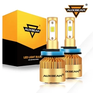 AUXBEAM H9 H11 LED Headlight Super Bright Bulbs Kit 6000K White HIGH/LOW Beam 2X - Picture 1 of 12