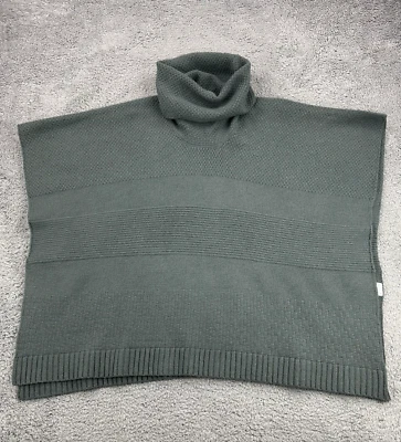 Poncho Woolovers para mujer verde cuello alto tejido capa cubierta chal lana de cordero Foto 1 de 4