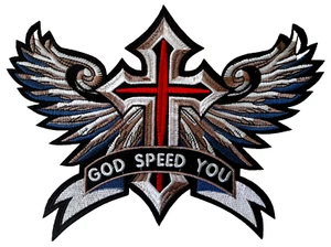 Cross Wings Patch Embroidered 29cm x 19.5cm Biker  Iron Sew On Knights Templar - Picture 1 of 1