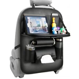 Car Seat Back Organizer Multi Pocket Tablet Holder Storage Bag Tray PU Leather