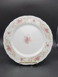 Style House Japan Fine China Rose Baroque Wite Silver Pink Dinner Plate - Picture 1 of 4
