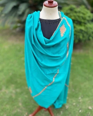 Cachemira Pashmina Bordado a Mano Aguja Trabajo Sozni Hashia Borde 44x90 Pulgadas Foto 1 de 3