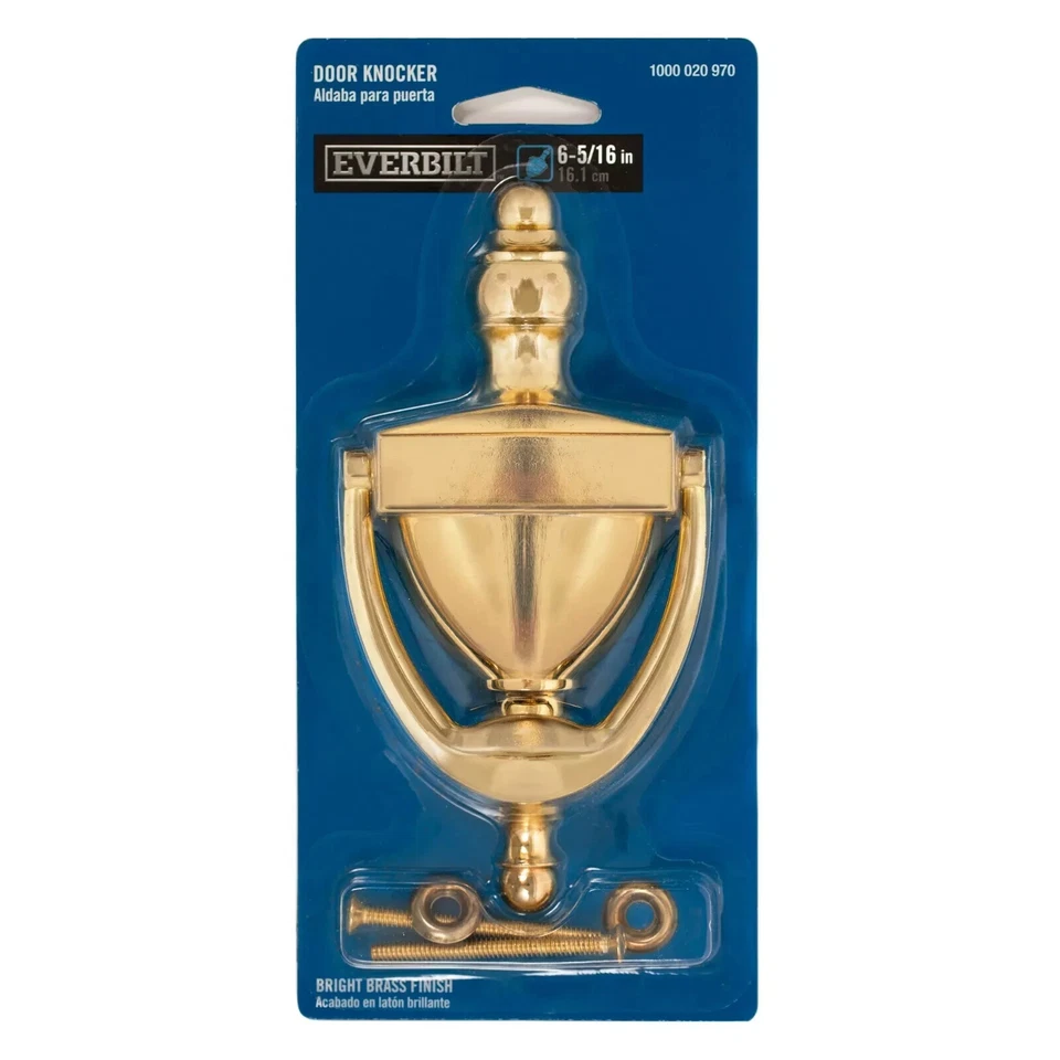 Everbilt Door Knocker Bright Brass Finish Classic 6 5/16