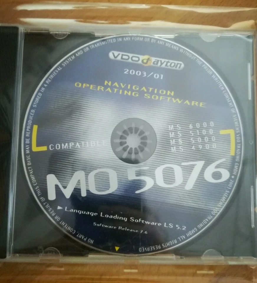 VDO Dayton MO5076  SOFTWARE CD für Navigationgeräte  MS4900 MS5000 MS5100 MS6000 - Bild 1 von 1