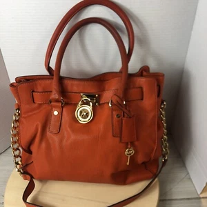 Michael Kors Hamilton Large North South Orange Saffiano Leather Tote Bag - Picture 1 of 18