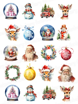 Vintage Nostalgie Weihnachten essbar Tortenbild Deko Muffin Aufleger Kekse backe - Bild 1 von 4