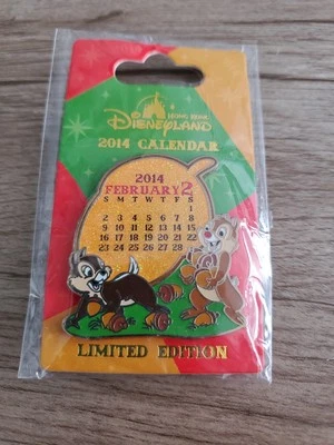 Prendedor Disney Hong Kong Disneyland 2014 Calendario LE 500 Chip And Dale Febrero Foto 1 de 2